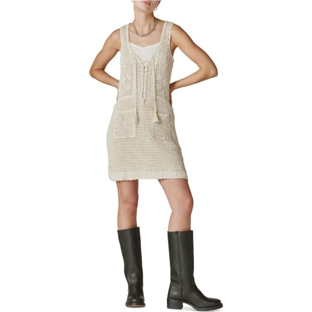 Lucky Brand Womens Crochet Baja Tunic Dress, , L, DM